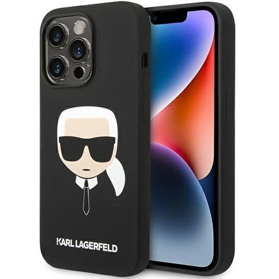 Etui Karl Lagerfeld do iPhone 14 Pro Max, Saffiano Karl's Head Patch, czarne