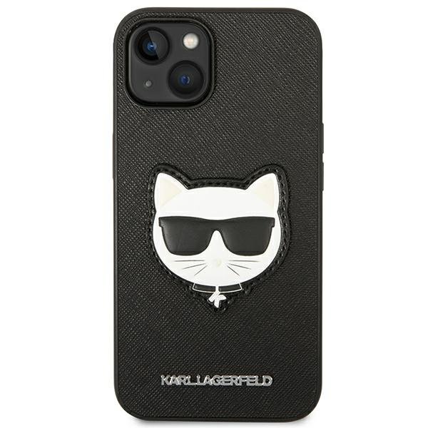 Etui Karl Lagerfeld do iPhone 14, Saffiano Choupette Head Patch, czarne