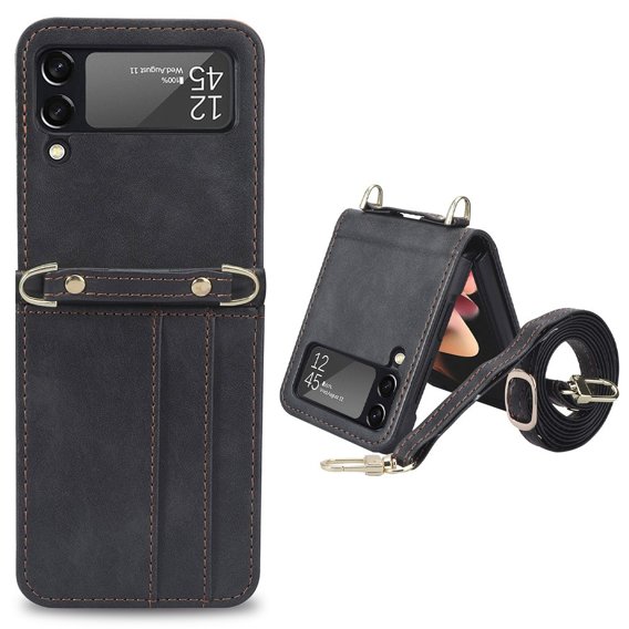 Etui Leather Card Slots do Samsung Galaxy Z Flip3 5G, Black