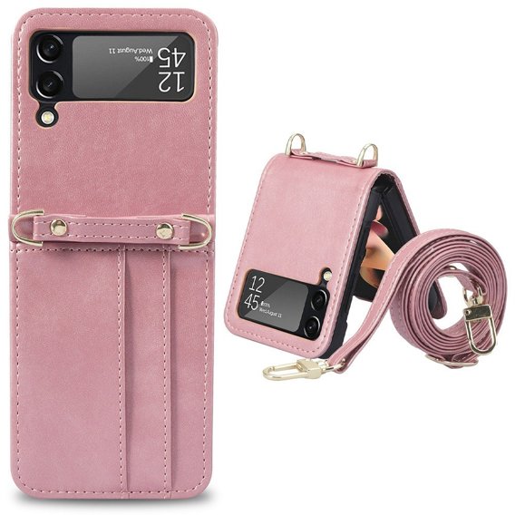 Etui Leather Card Slots do Samsung Galaxy Z Flip3 5G, Pink