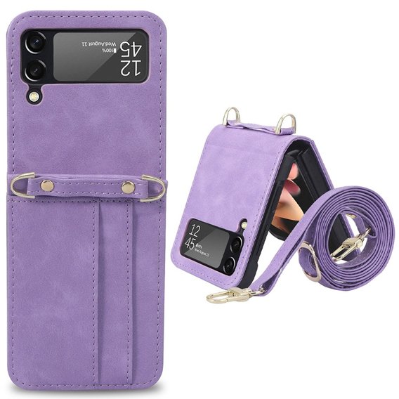 Etui Leather Card Slots do Samsung Galaxy Z Flip3 5G, Purple