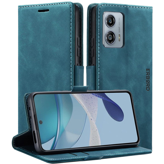 Etui do Motorola Moto G53, ERBORD Vintage portfel z klapką, niebieskie