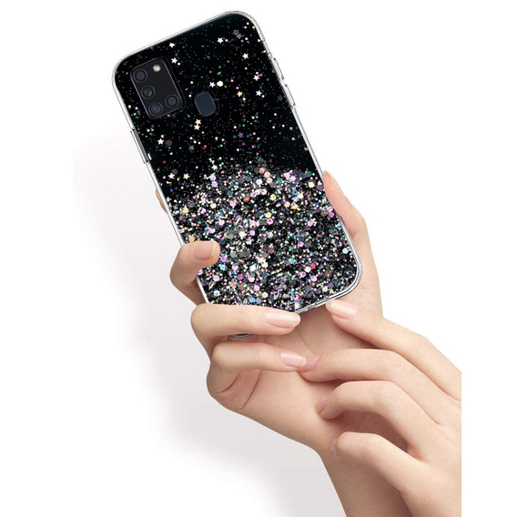 Etui do Samsung Galaxy A21S, Glittery, czarne