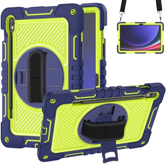 Etui do Samsung Galaxy Tab S9, Pancerne Ochronne, Niebieskie / Żółte