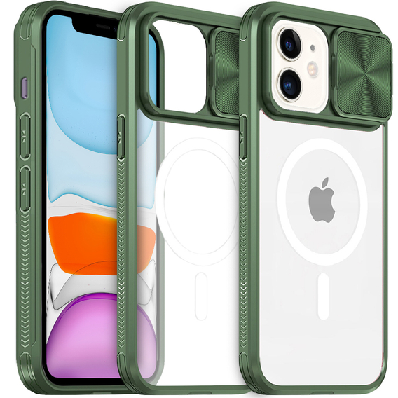 Etui do iPhone 11, Slide Camera Magsafe, zielone