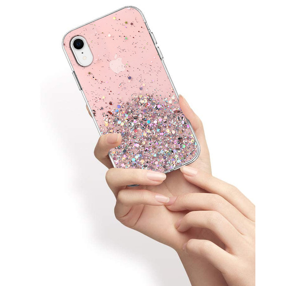 Etui do iPhone XR, Glittery, różowe