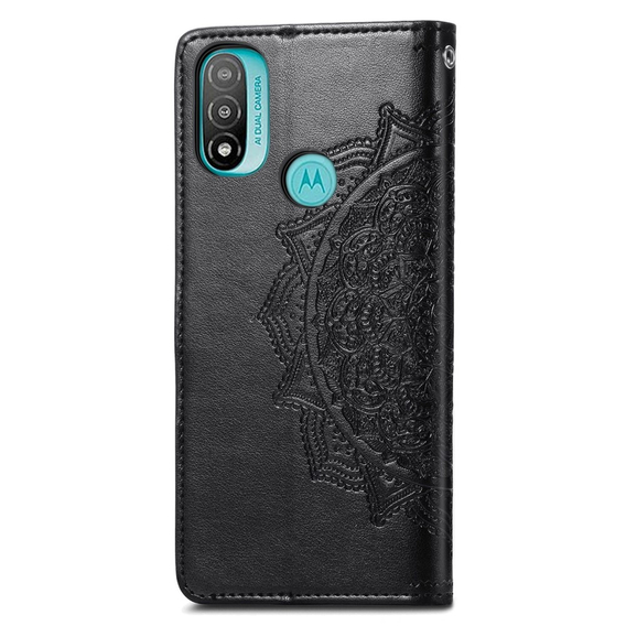 Etui z klapką do Motorola Moto E20/E30/E40, Mandala, czarne