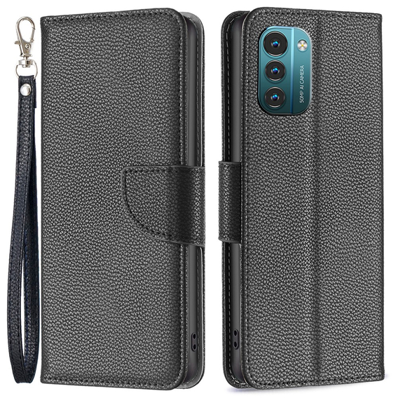 Etui z klapką do Nokia G11 / G21, Litchi Wallet Case, czarne