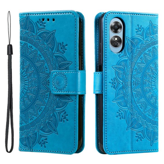 Etui z klapką do Oppo A17, Mandala, niebieskie