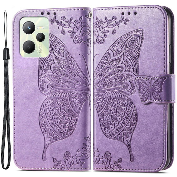 Etui z klapką do Realme C35, Butterfly, jasnofioletowe