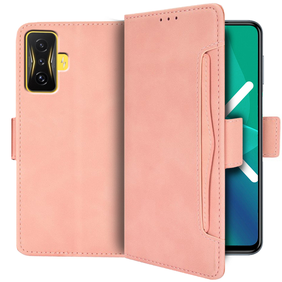 Etui z klapką do Xiaomi Poco F4 GT, Card Slot, różowe