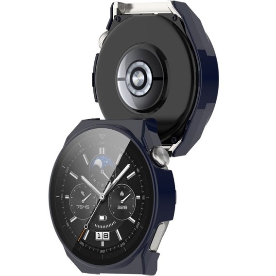 Etui z wbudowanym szkłem do Huawei Watch GT 3 Pro 46mm, Dark Blue